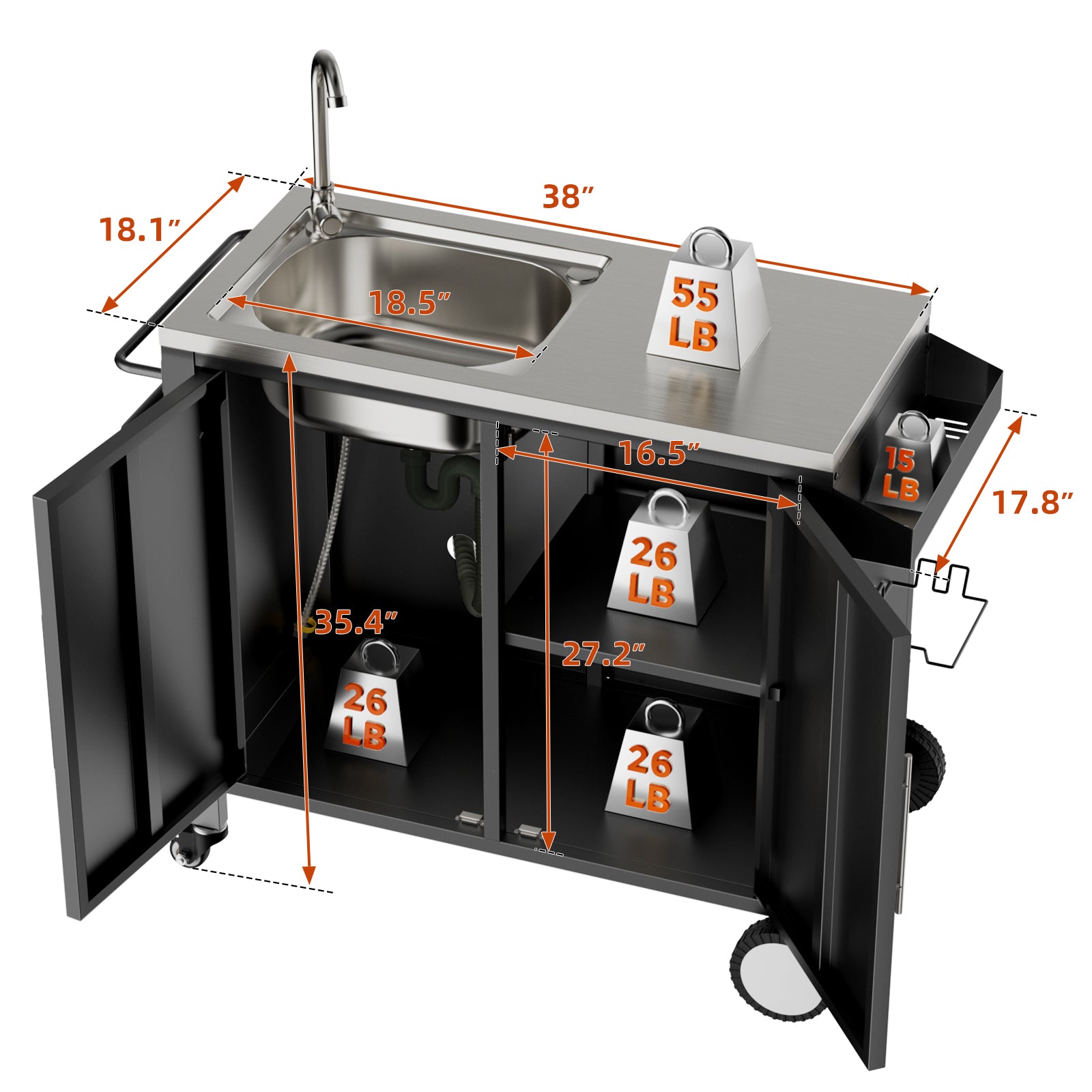 Table de grillage extérieur avec évier