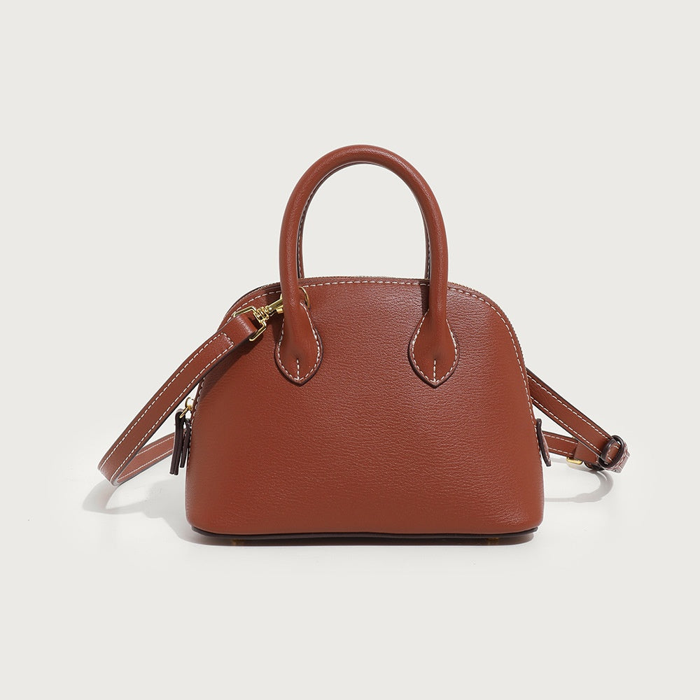 Sac Shell Sac Bolide Sac de Bowling Sac à épaule Sac à main Boston Sac pour femmes - Brown