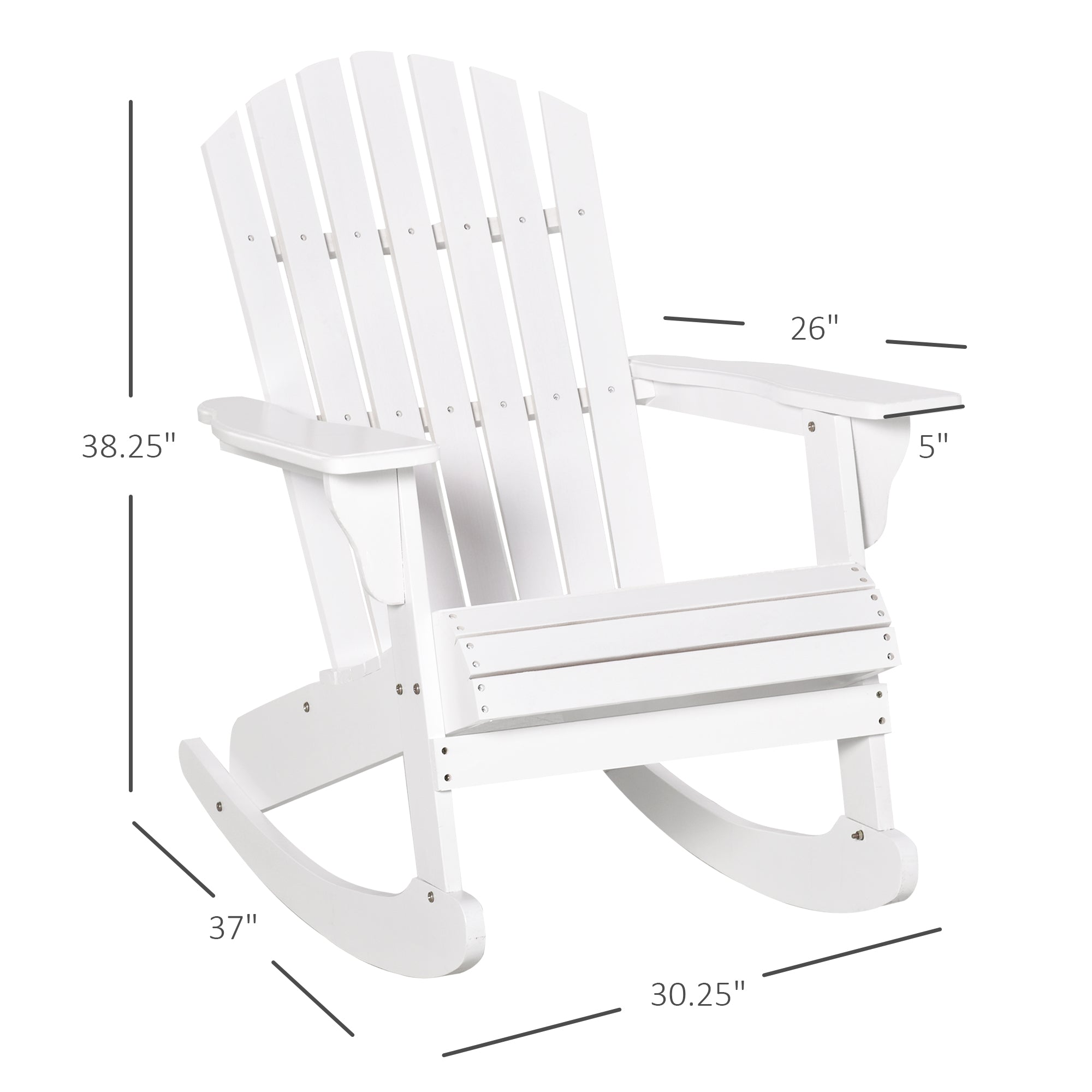 Chaise en bois Adirondack Rocking Lounge extérieur Chaise Fire Pit Siège avec lattes en bois