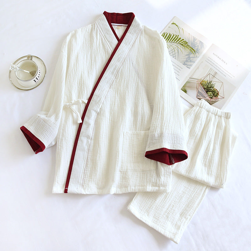 Hommes Kimono Hanfu Pure Cotton Gauze Pajama Set