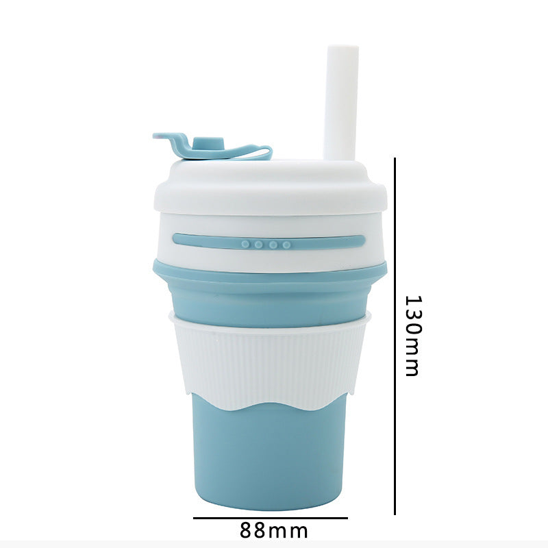 Coupe d'eau en silicone Coupe pliante Coupe d'aspiration Tube Coupe de café portable Coupe d'eau Voyage d'eau