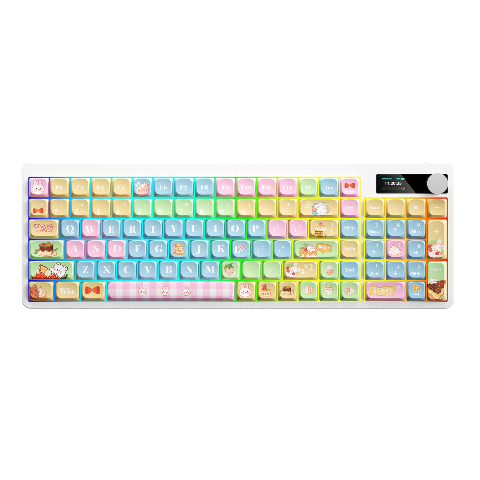 Clavier mécanique Black Iron Cow Full Key No Punching RGB Backlight à trois modes Cinq faces