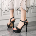 Pompes à stiletto à talons hauts avec une plate-forme et une fermeture à boucle oblique
