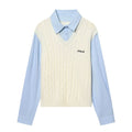 Stylish Minimalist Versatile Letter-broidered Patchwork Top