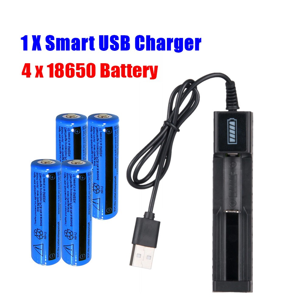 Batterie Li-ion et chargeur 3000mAh 3.7V Chargeur Lithium rechargeable USB pour torche F