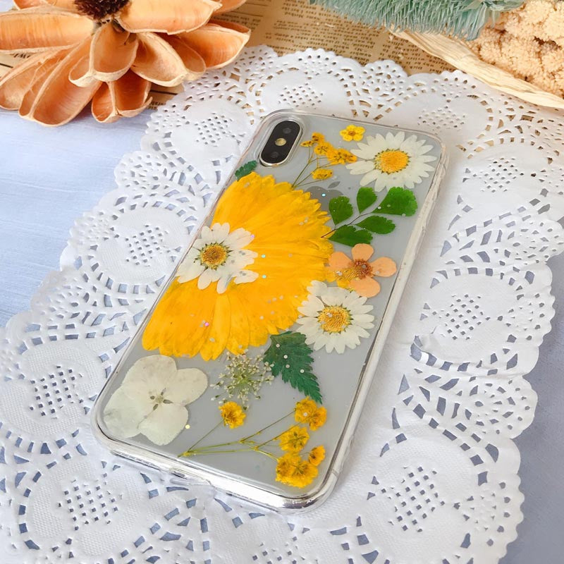 Anti-Drop Soft Sunflower Real Flower Phone Case