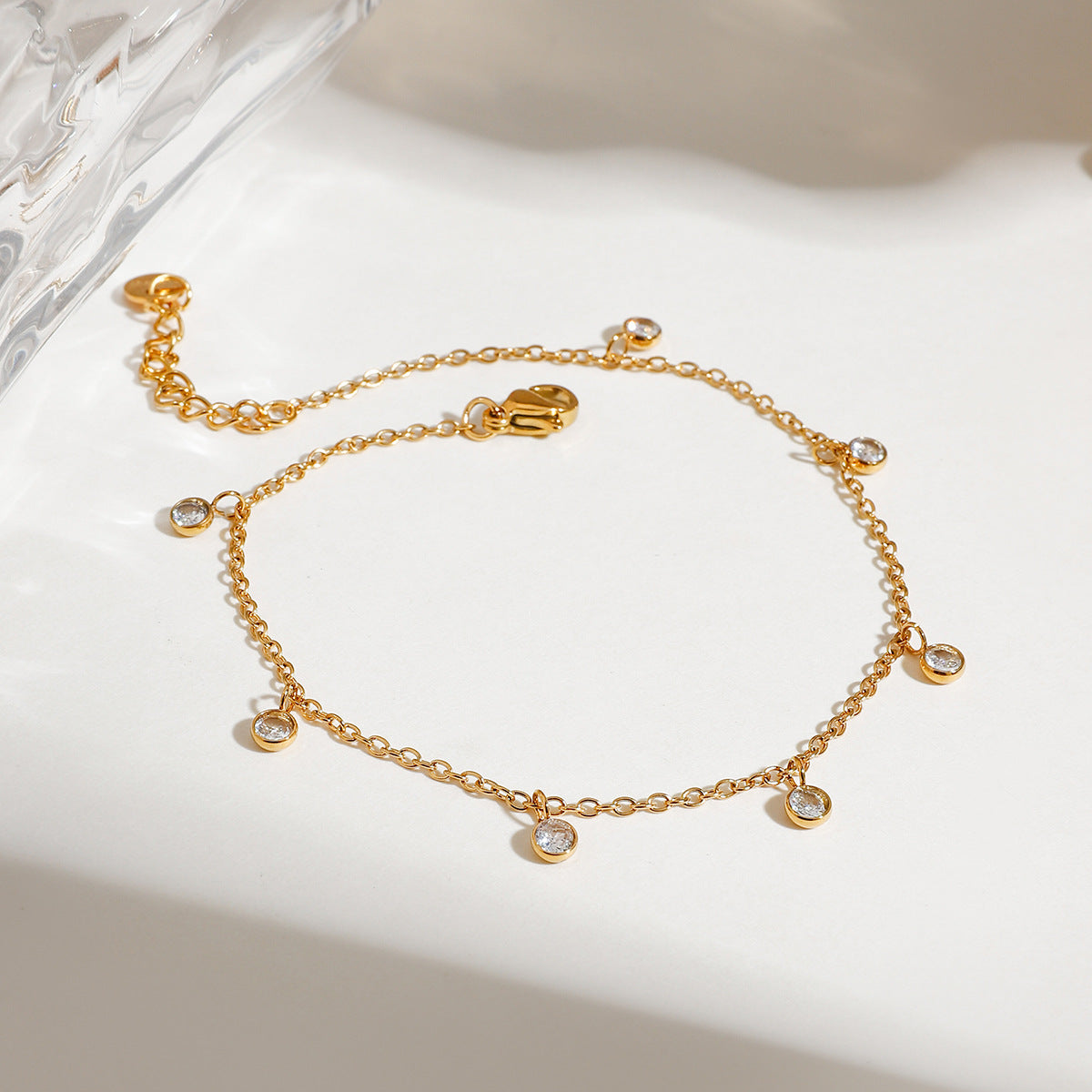Anklet Zircon tout en acier inoxydable