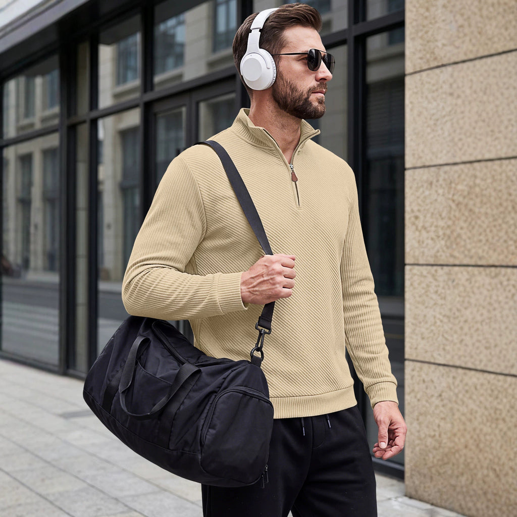 Chemise à manches longues à manches longues pour hommes demi-zip