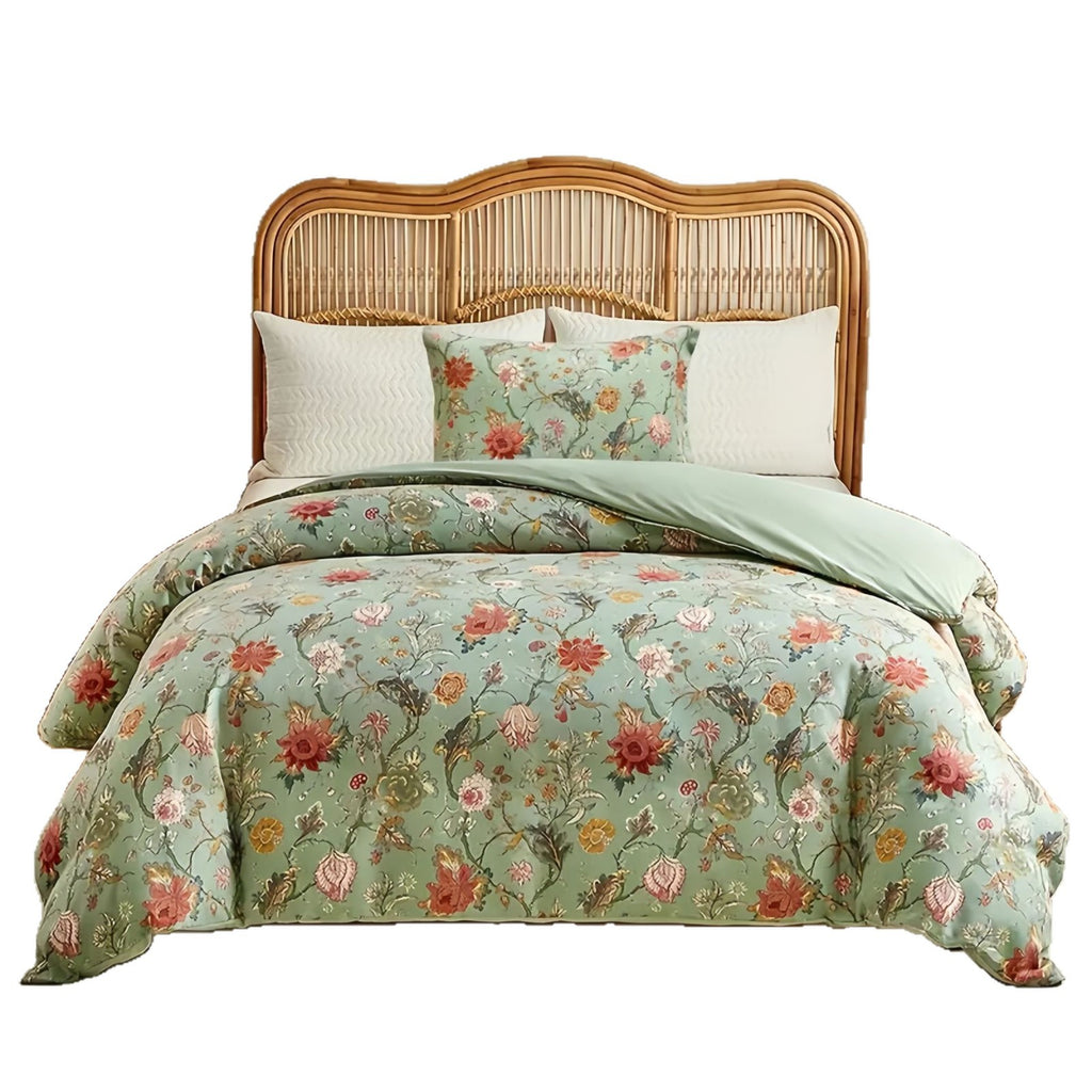 Couvercle de couette et ensemble de draps pour literie en coton fleur de quatre pièces