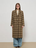 Mélange de laine de plaid encodée Lapelle mi-longue