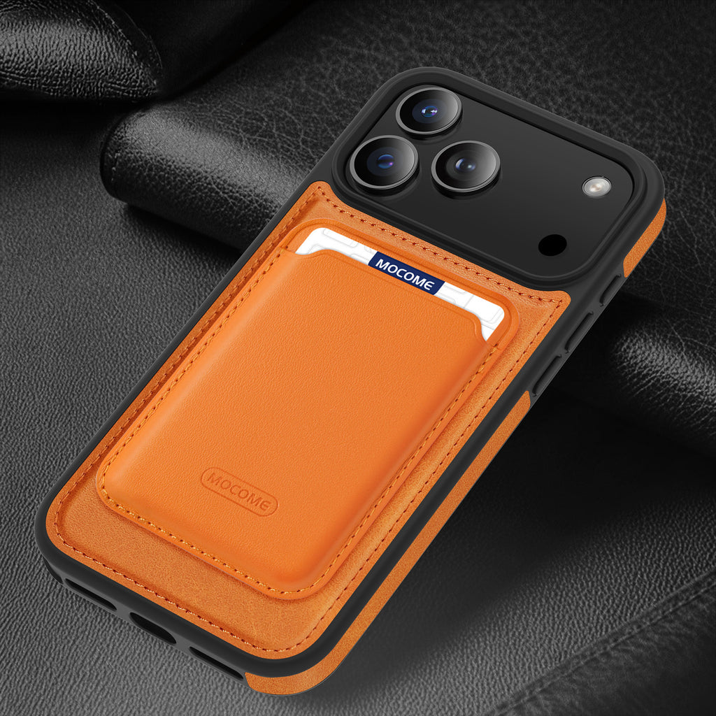 Magnetic Leather Card Holder compatible with 17 Pro Max