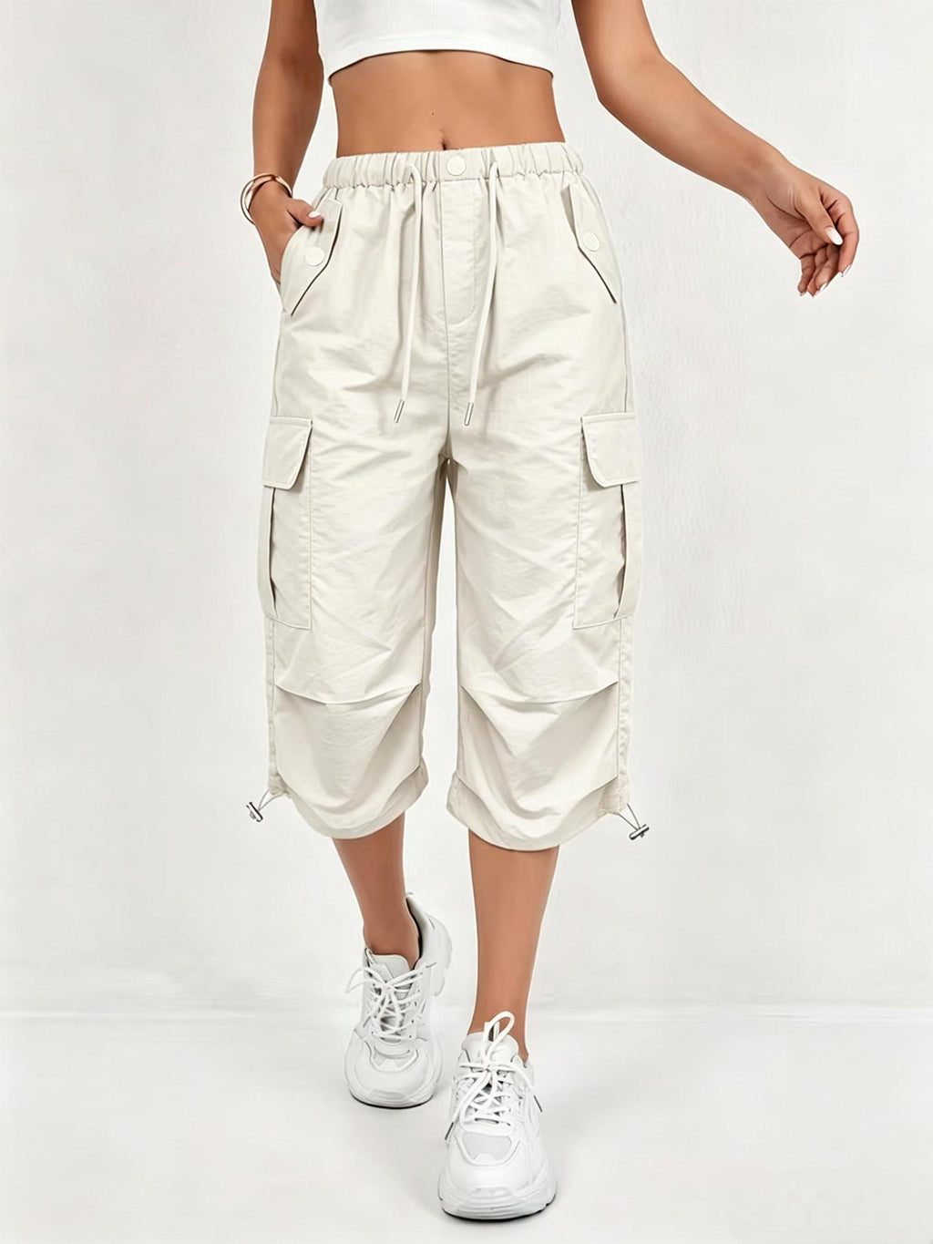 Loose Fitting Casual Drawstring Solid-color European and American Style Trendy Sportswear