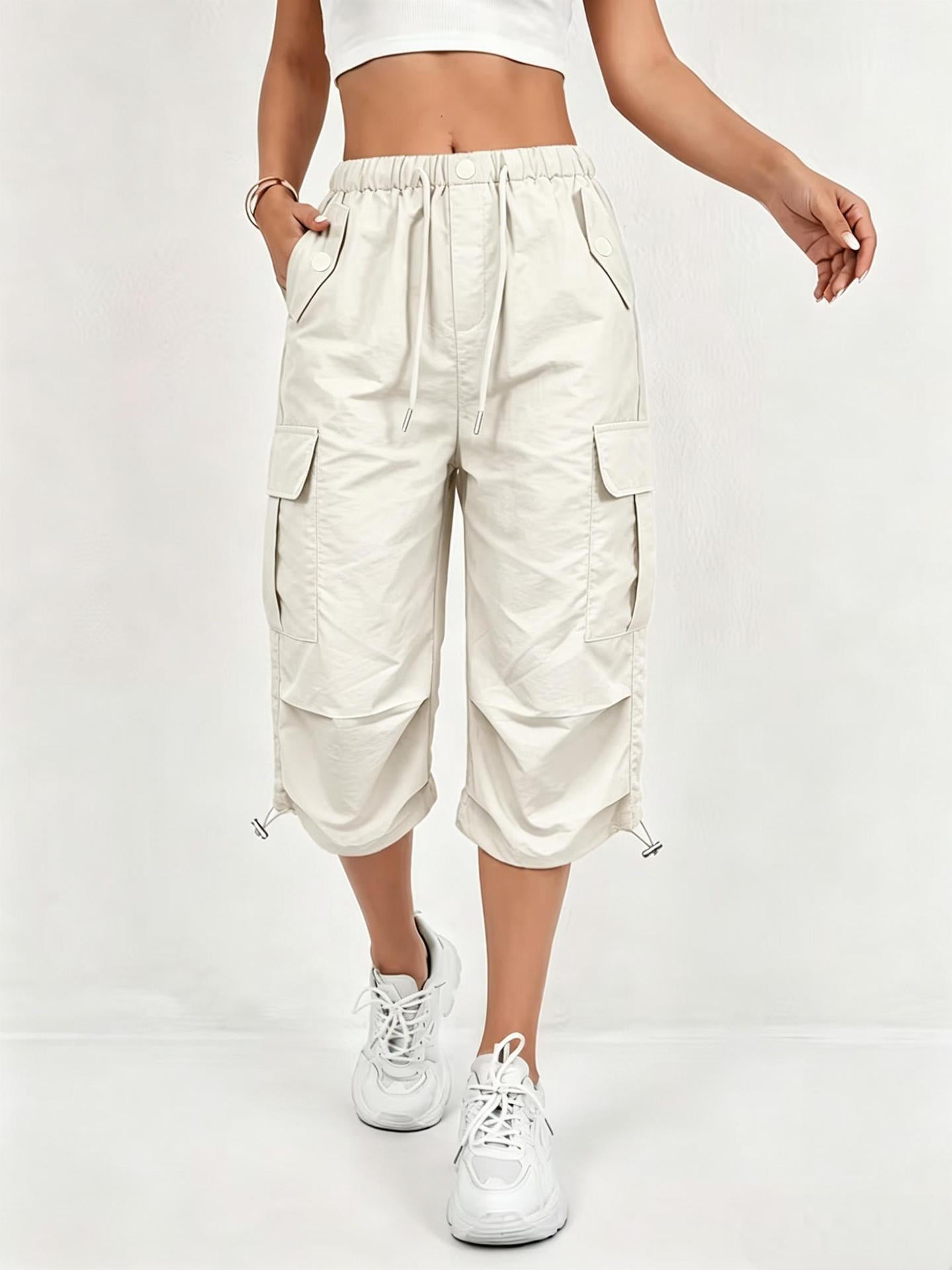 Loose Fitting Casual Drawstring Solid-color European and American Style Trendy Sportswear