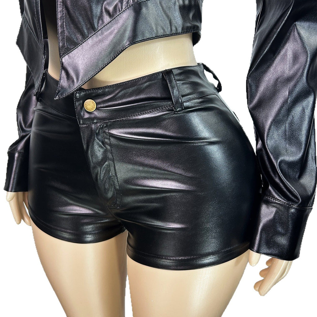 La mode européenne et américaine en cuir pour femme Stand-Collar bi-lay Zipper Biker Long-Sleev