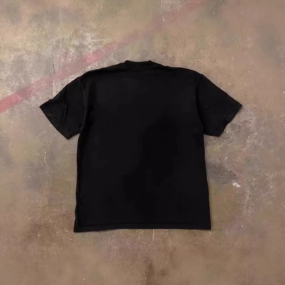 T-shirt à manches courtes surdimensionné avec un petit poisson imprimé unisexe et détendu