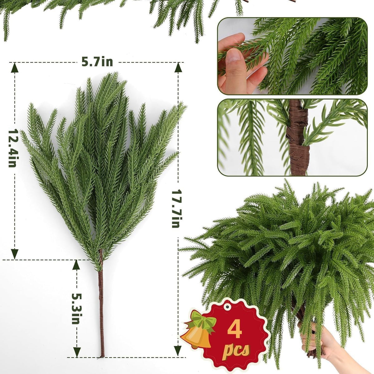 Noel Norfolk Pine Branches 4 PCS
