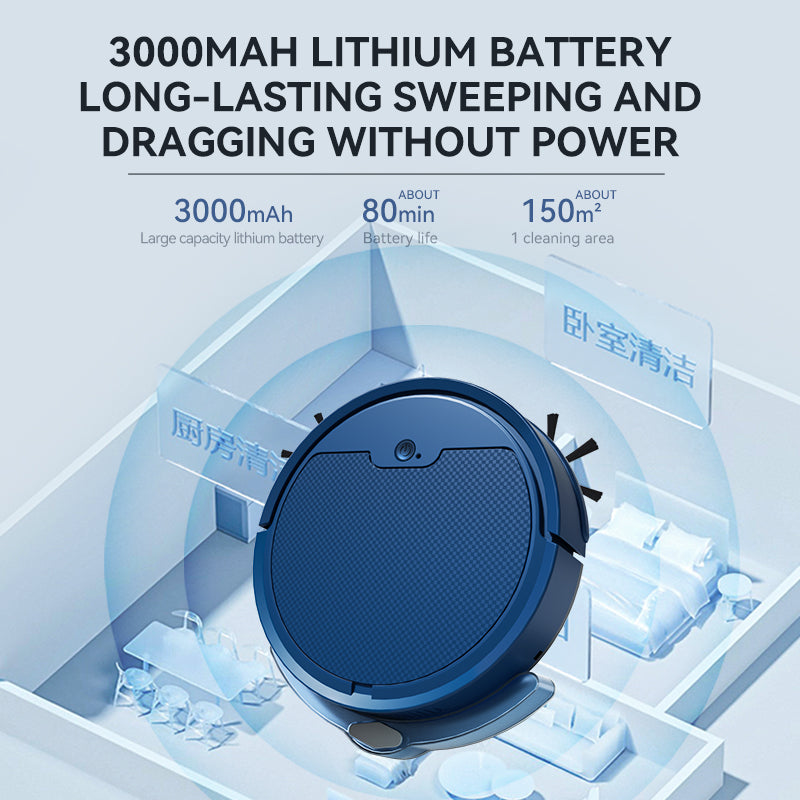 Blue 3-en-1 Smart Robotic Vacuum Mop