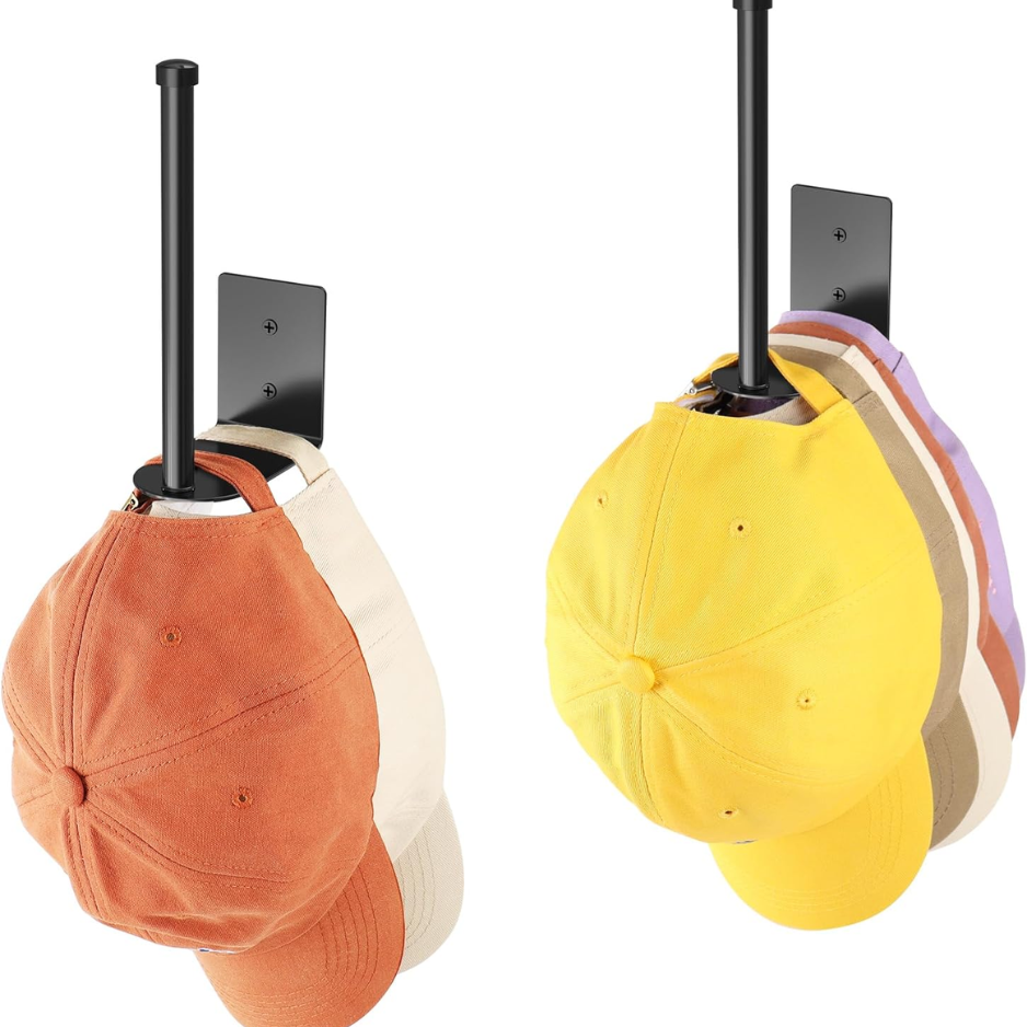 Rack mural en acier inoxydable 2-Pack & Casquette de baseball Organisateur noir