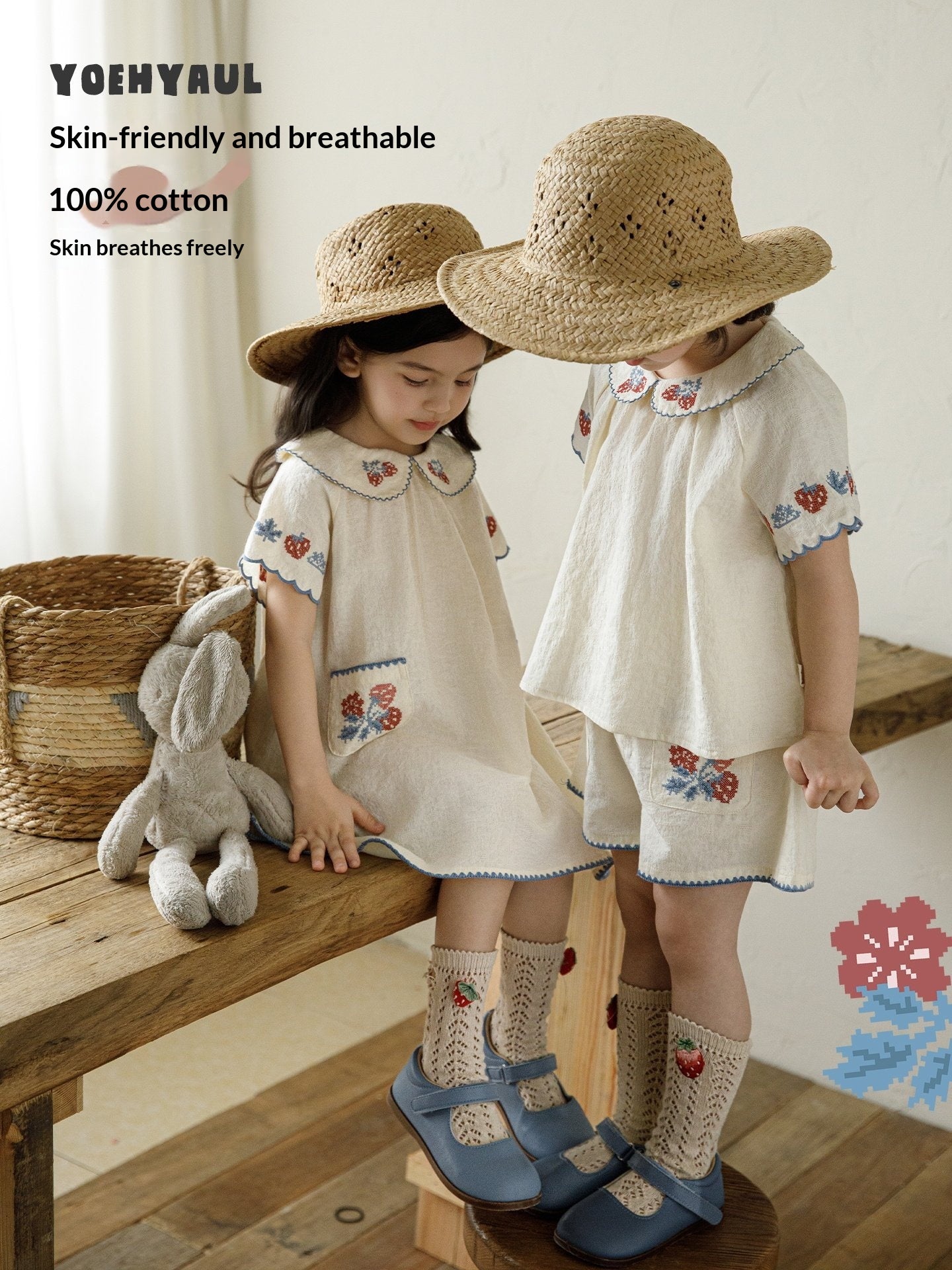 Ensemble de robes de poupée de fraise et de short pour filles