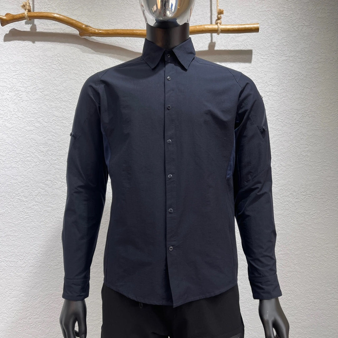 Hommes Technical Outdoor Quick Dry Long Sleeve Shirt sous-arm ventilé Mesh Zipper Sleeve P