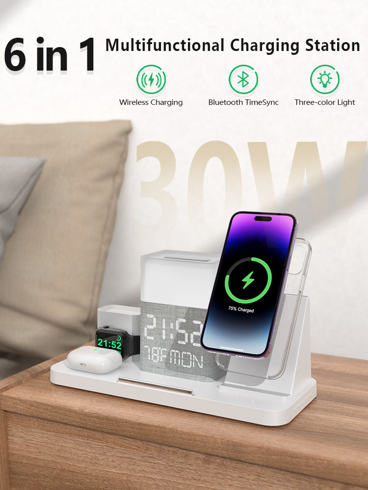6-en-1 Ensemble de recharge sans fil Touch Night Light Téléphone mobile Bluetooth temps de synchronisation