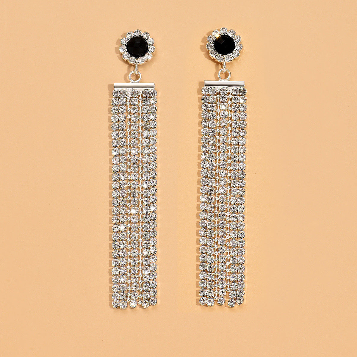 Boucles d'oreilles en strass argenté style