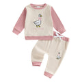 Cute Duck Embroidered Long Sleeve Set for Girls