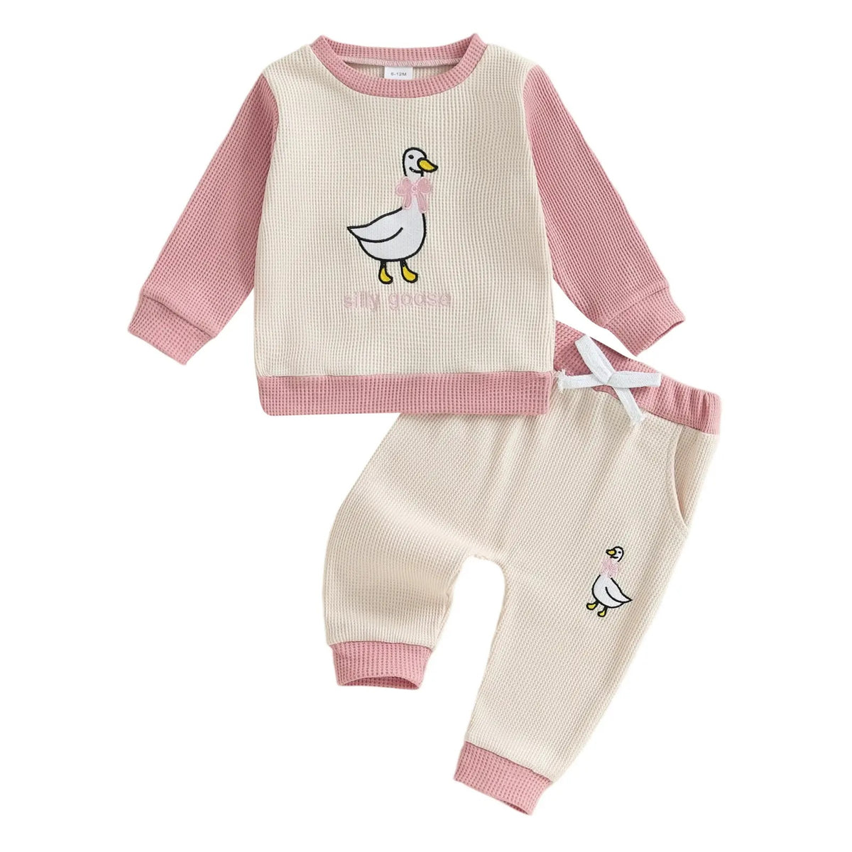 Cute Duck Embroidered Long Sleeve Set for Girls