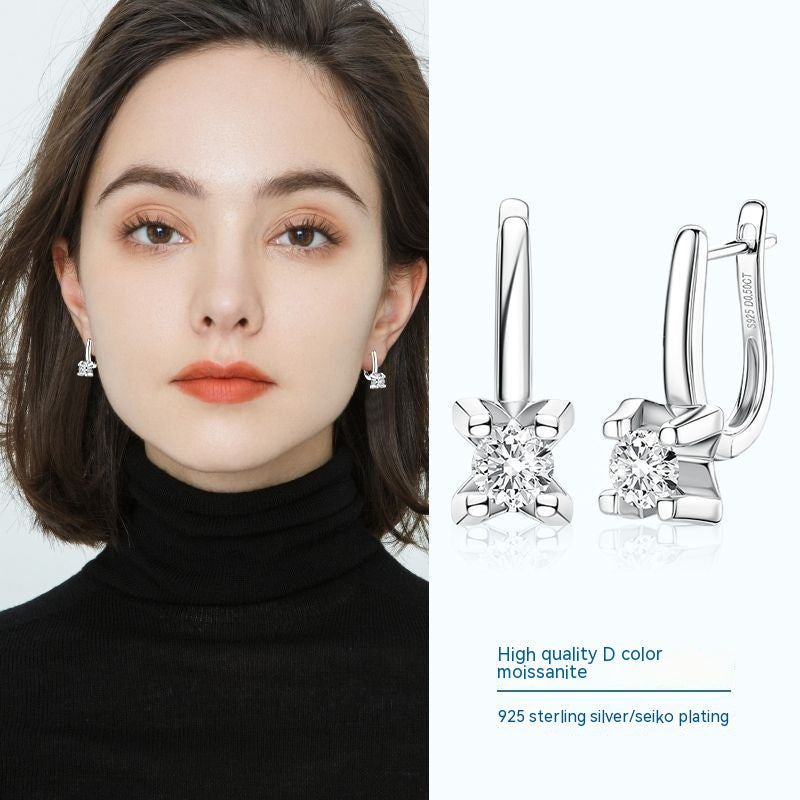 Boucles d'oreilles Moissanite S925 Argent Sterling