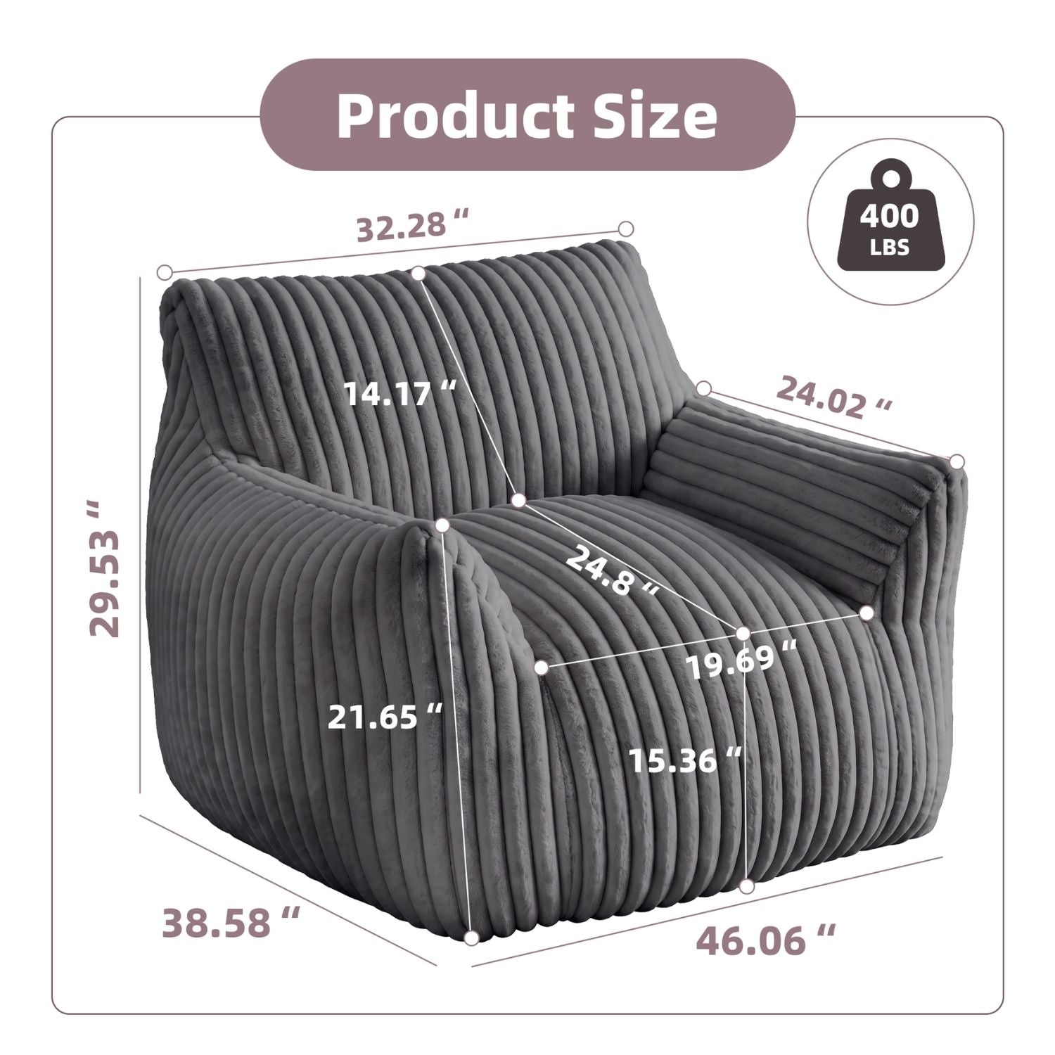 Chaise-salon sac à haricot fluffy