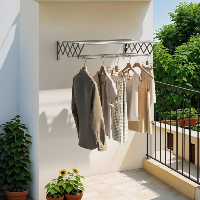 Rack de séchage mural pliable et extensible 42-80cm