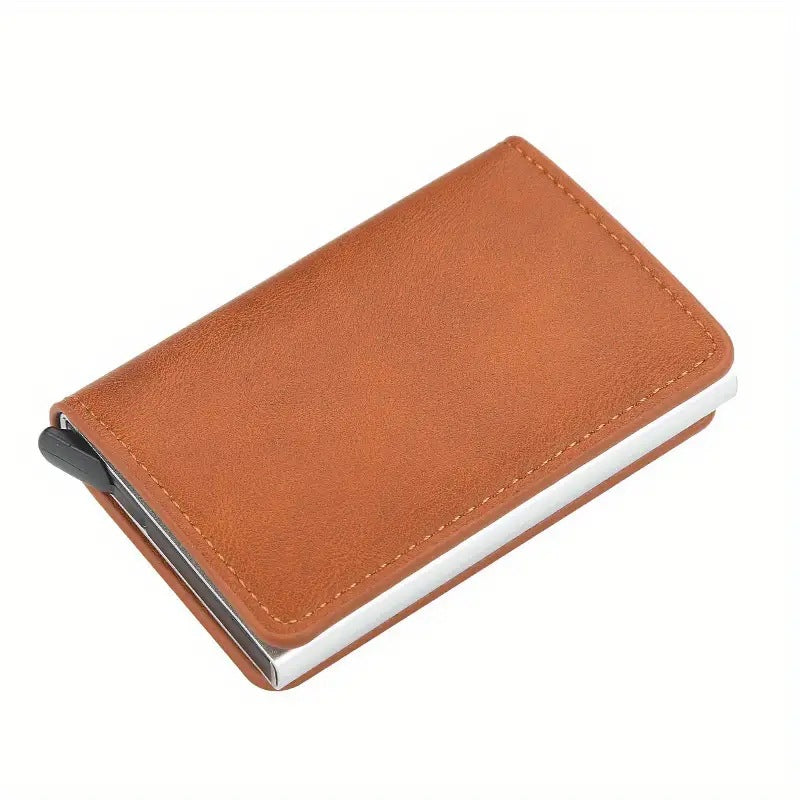 Support de carte d'emballage en alliage d'aluminium en cuir PU pour hommes