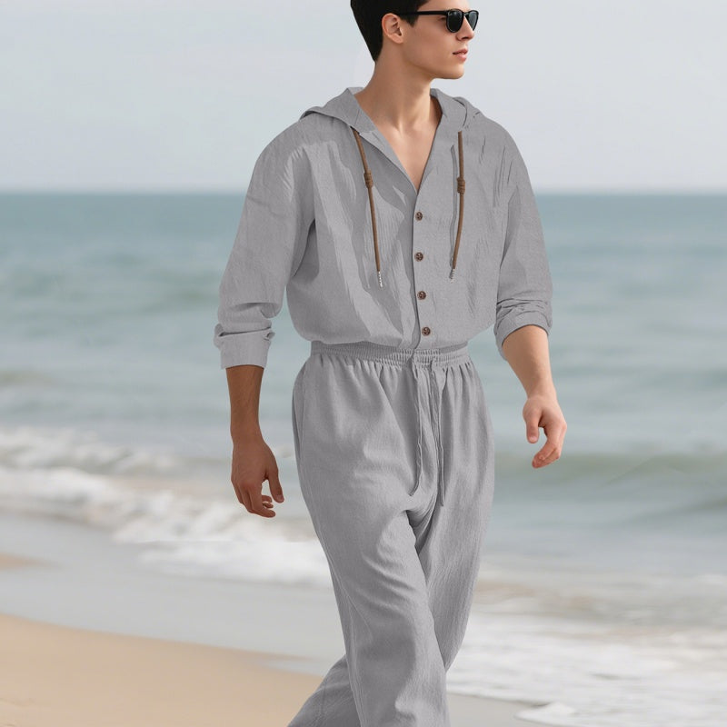Chemise à manches courtes en lin et pantalons détendus