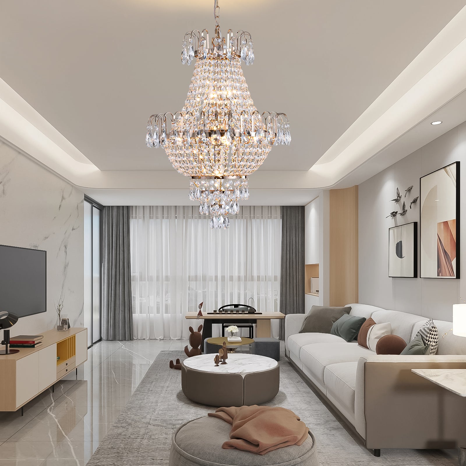 (Même que W1340102270/L5003) Chandéliers en cristal doré