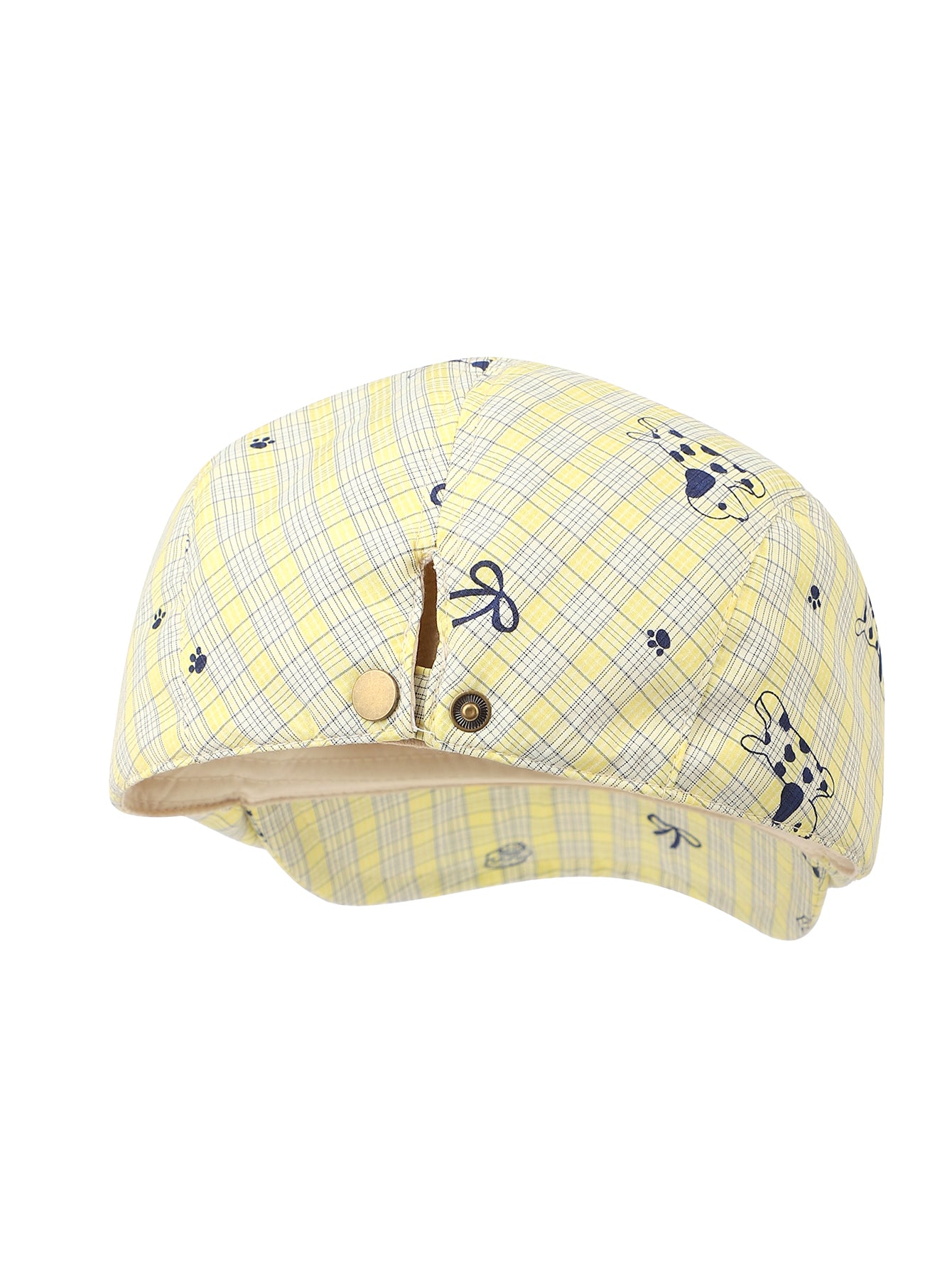 Casquette en avant à carreaux jaunes, style coréen