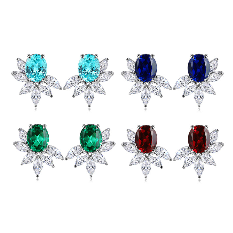 S925 Argent 7.3g Lab créé Boucles d'oreilles Gemme