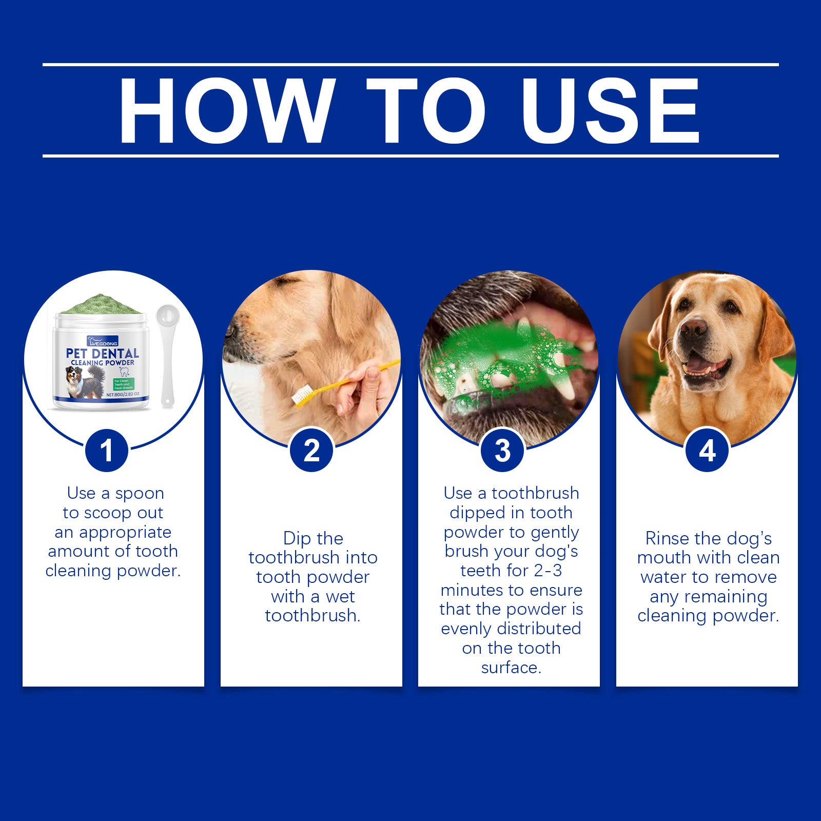 Poudre de nettoyage de dents de chien