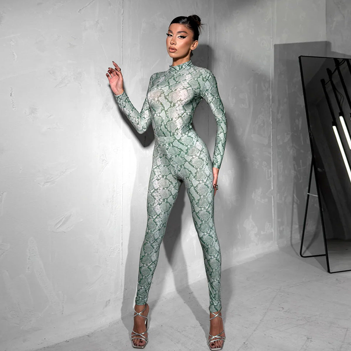 Bodycon à manches longues imprimé pour femmes