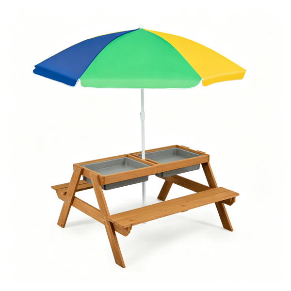 3-en-1 Table de pique-nique pour enfants avec parapluie réglable