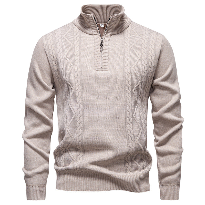 Hommes Arrivée d'hiver Stand-Collar demi-zip Pull-over tricoté Chandail
