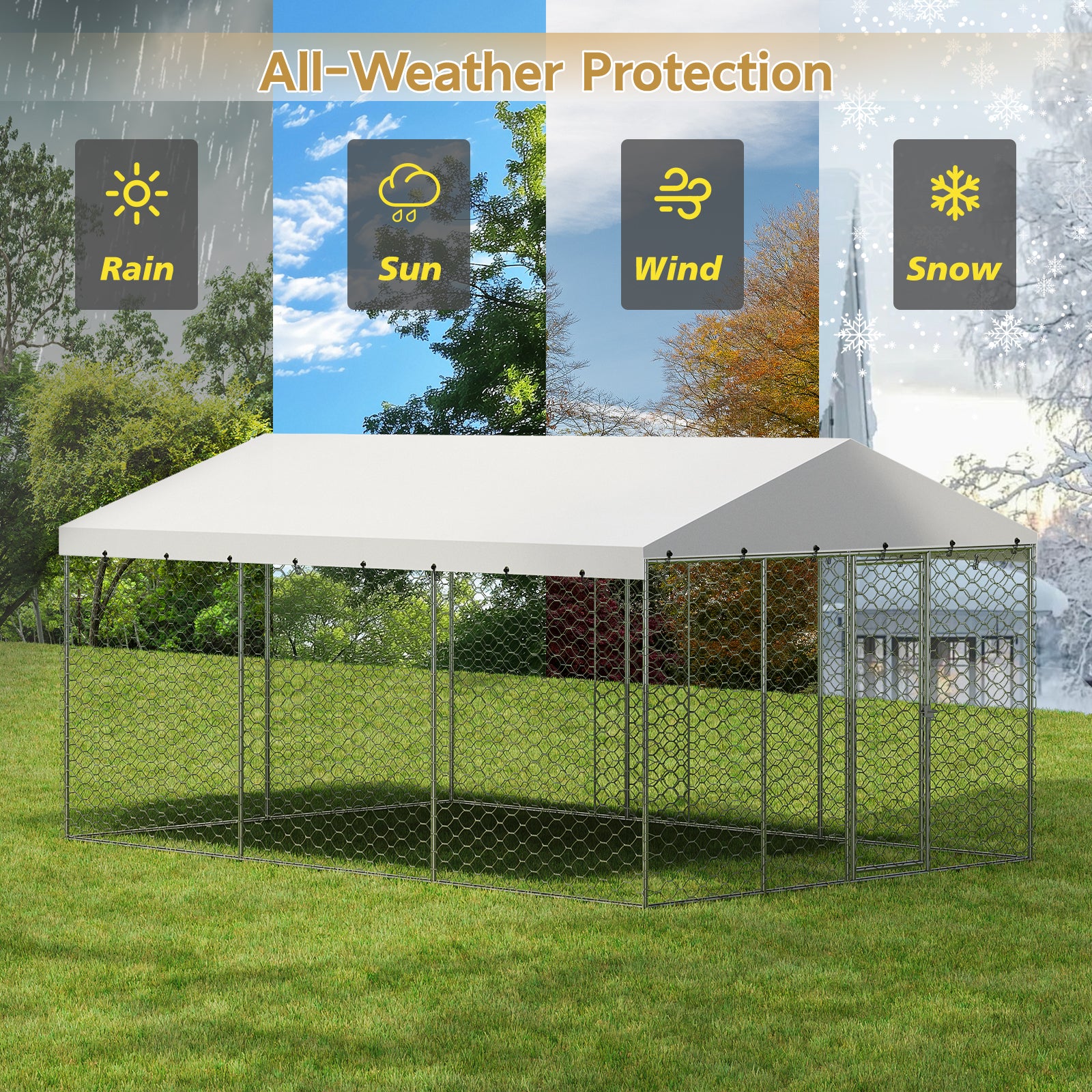 15x10 FT Grand Kennel de chien extérieur avec Canopy