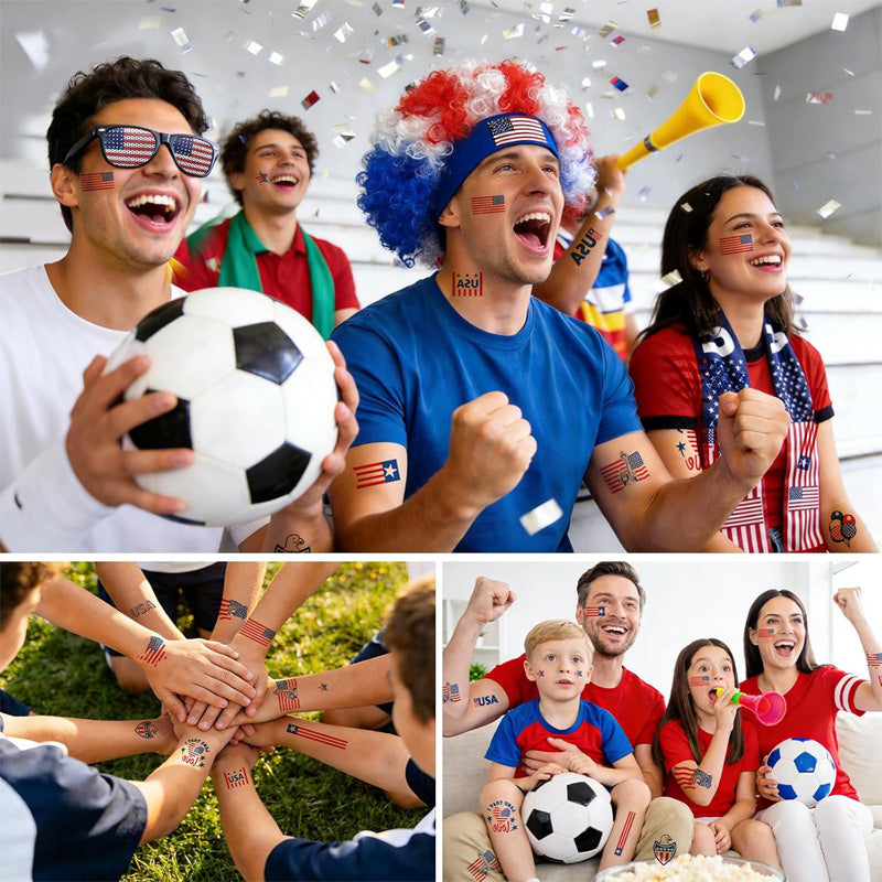 Red White Blue Fan Wig pour la Coupe du Monde