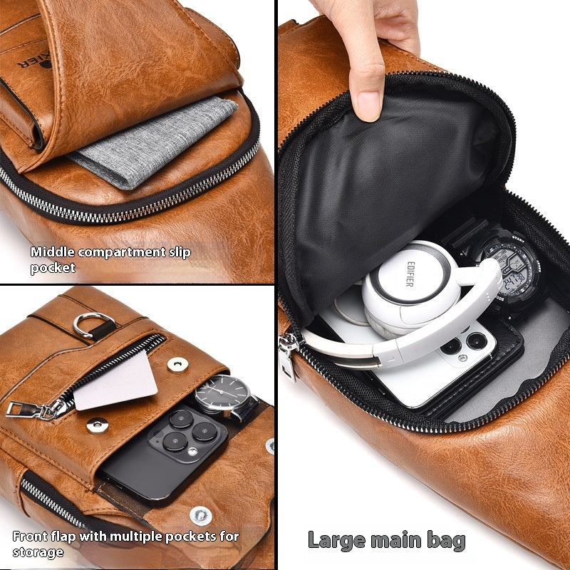 Sac poitrine homme Retro facile assorti Grande capacité étanche