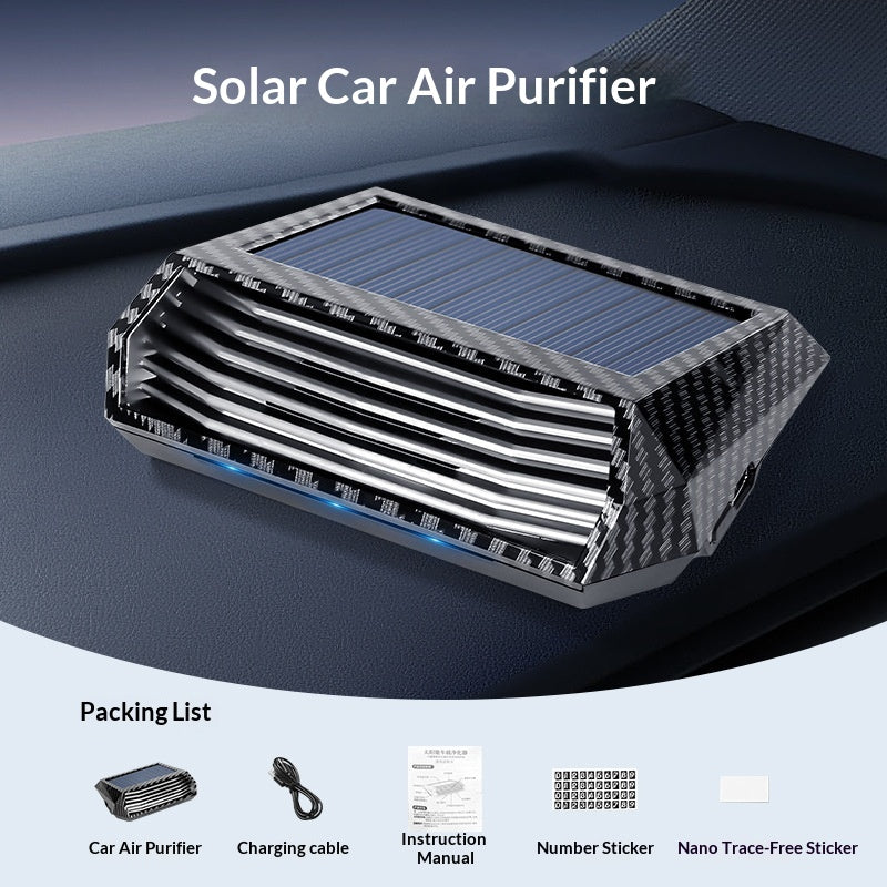 Solar Powered voiture purificateur d'air générateur d'ozone Odor Remover Désinfection intérieure automatique Dev