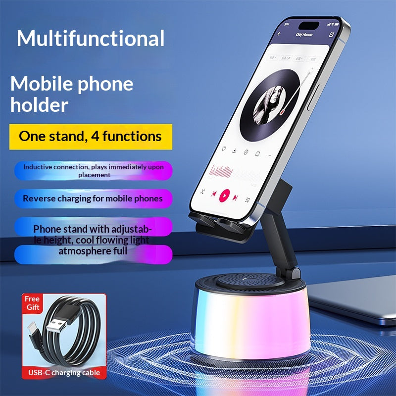 Haut-parleur Bluetooth inductif multifonctionnel Portable pliant et rotant Stand