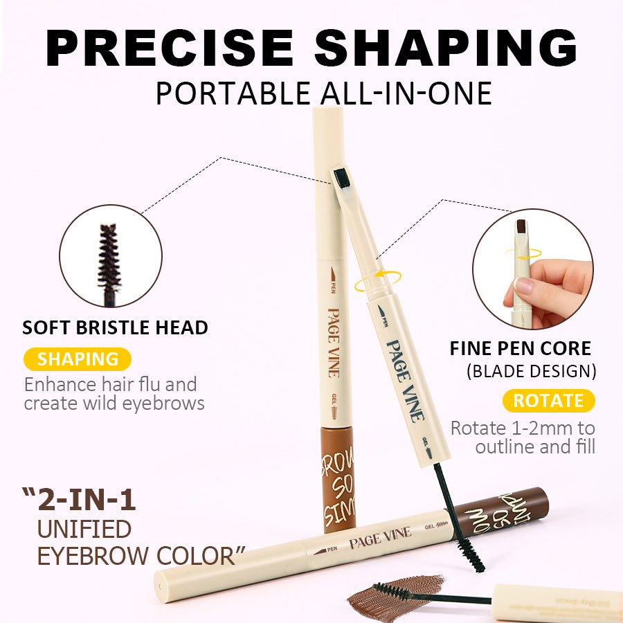 Dual-ended liquid brow mascara brush
