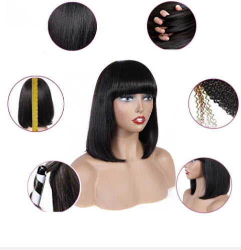 Cheveux humains Bob Wig Headgear Woven Top Coeur est naturel et réaliste