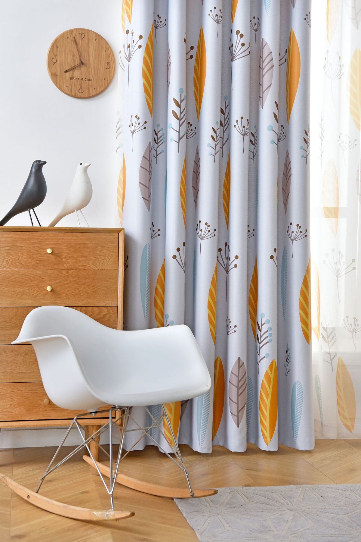 Style nordique Nordic Leaf Rideau Shading Chambre à coucher Salon Shading Rideau Finished Simp