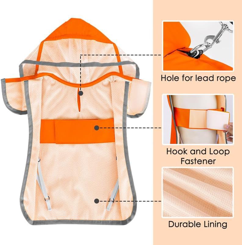 Veste de pluie pour chien imperméable souple respirant pour petit chien à capuchon manteau de pluie pour chien