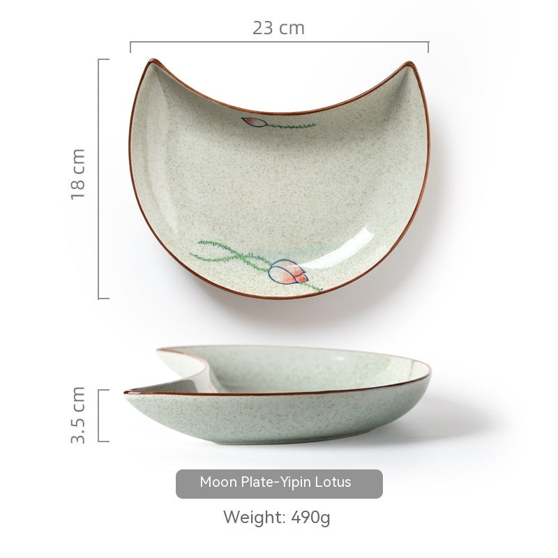 Ustensiles de table de plateau de lune en céramique de ménage